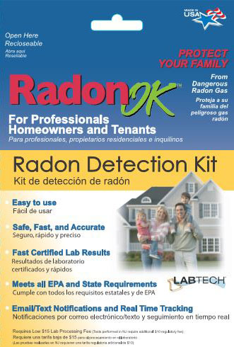 Radon OK detection kit retail package